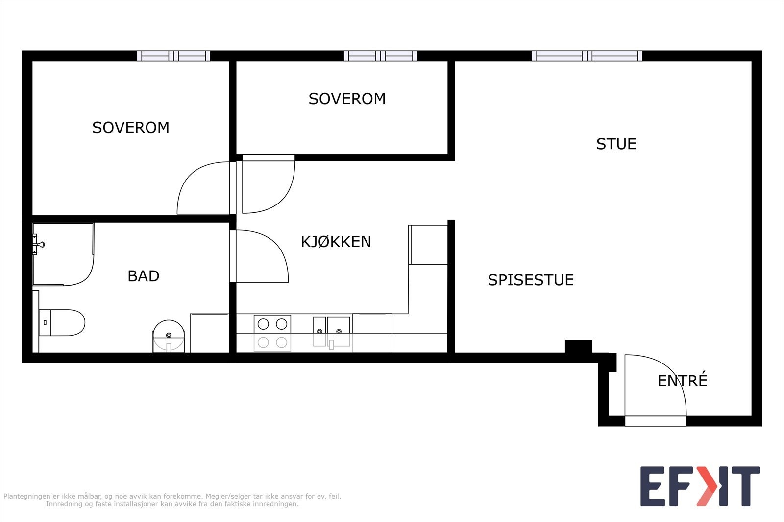 Plantegning i 2D av leiligheten. Galleribilde