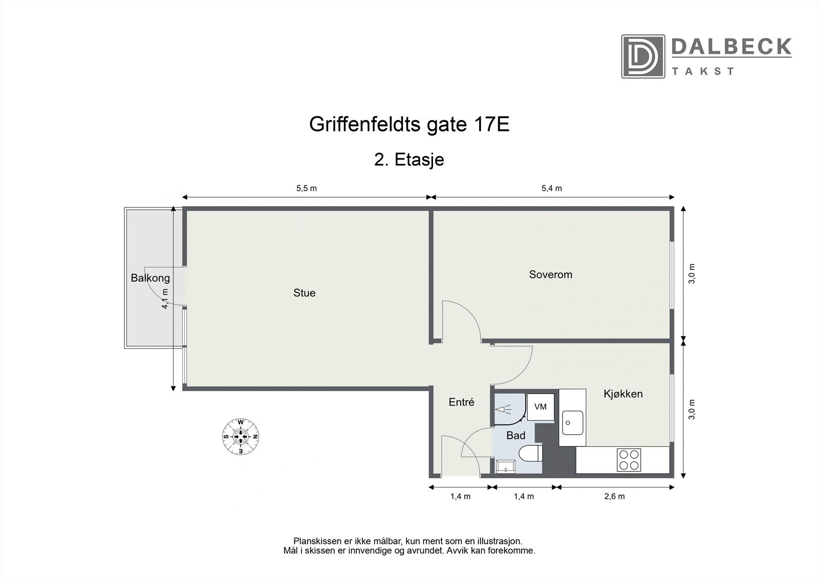 Plantegning. Boligen er 52 m² BRA-i og disponerer i tillegg en kjeller- og loftsbod. Galleribilde