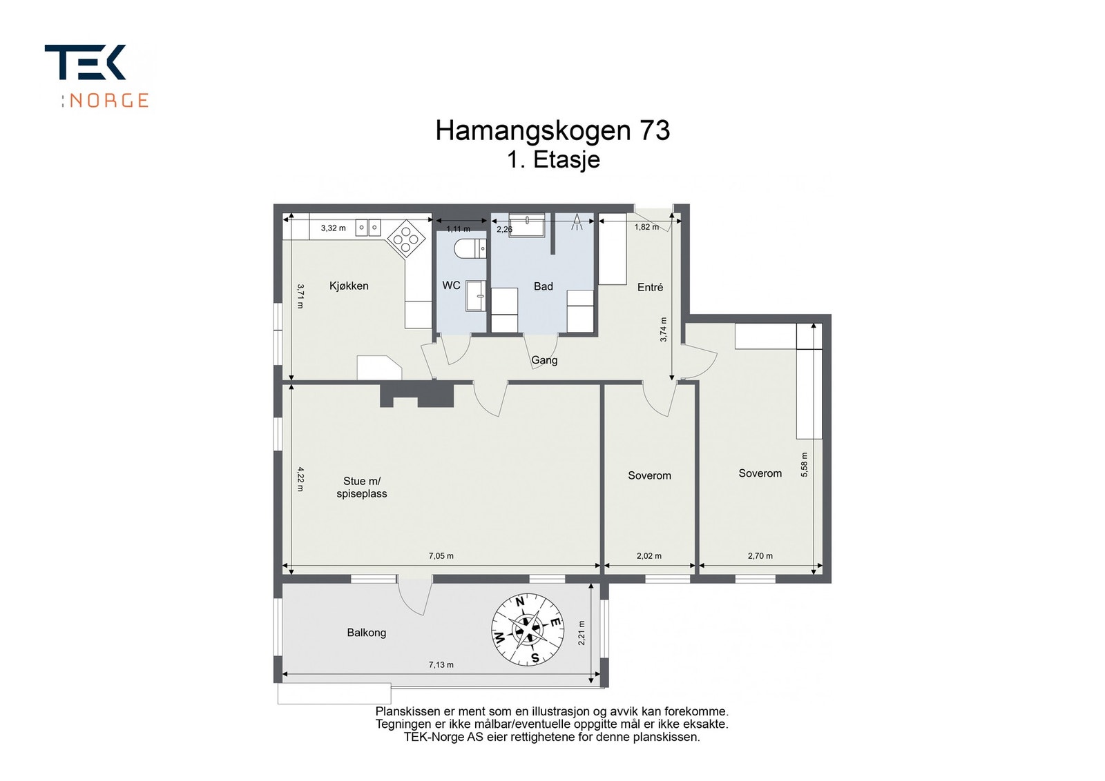 Plantegning Hamangskogen 73, 1. etasje Galleribilde