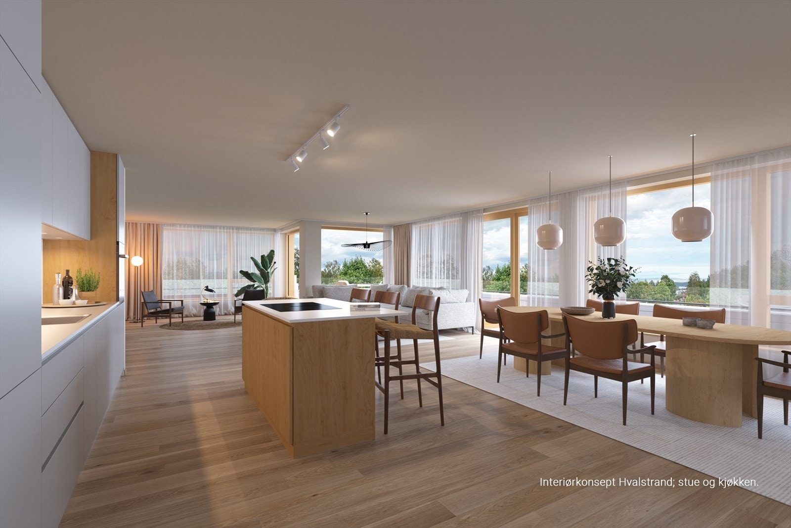 Interiørkonsept Hvalstrand er valgt. Tilvalg er bestilt som vil endre uttrykket. Bildet er en illustrasjon og avvik vil forekomme. Galleribilde