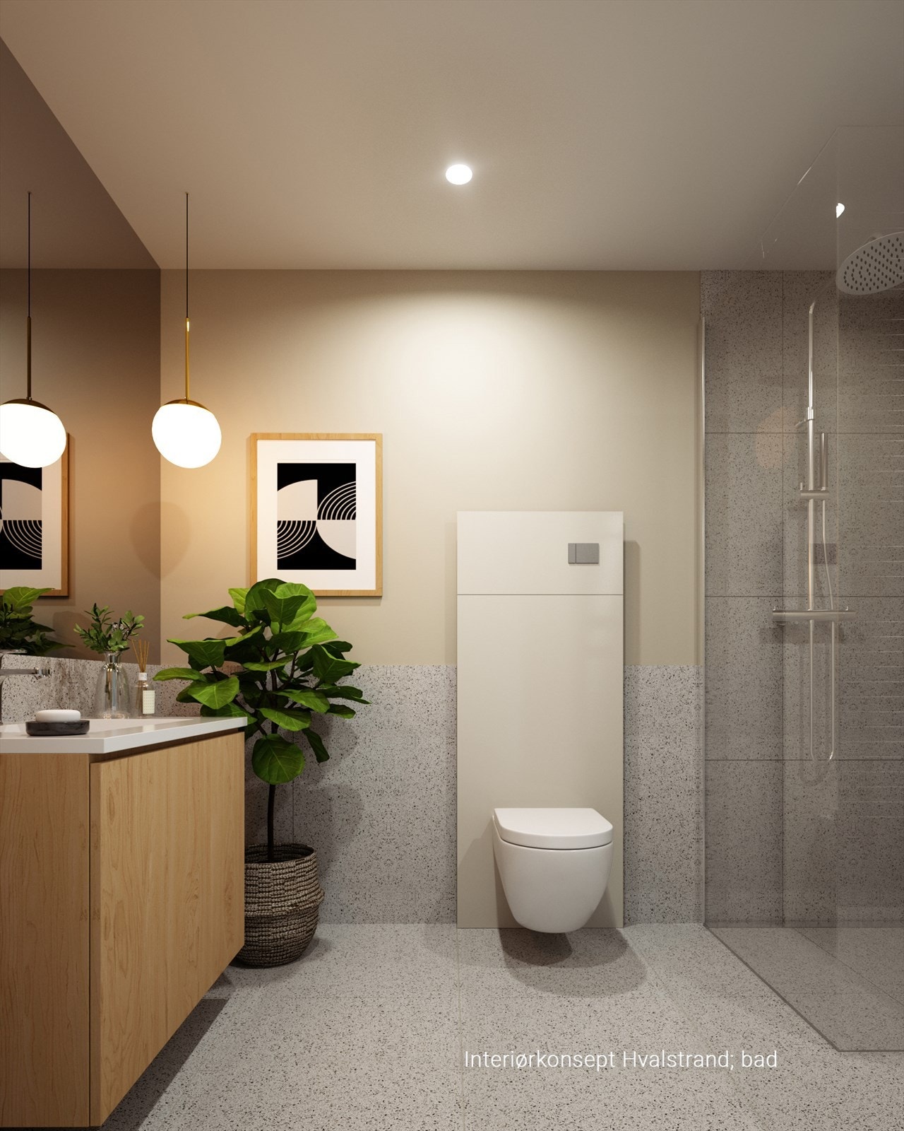 Interiørkonsept Hvalstrand er valgt. Tilvalg er bestilt som vil endre uttrykket. Bildet er en illustrasjon og avvik vil forekomme. Galleribilde