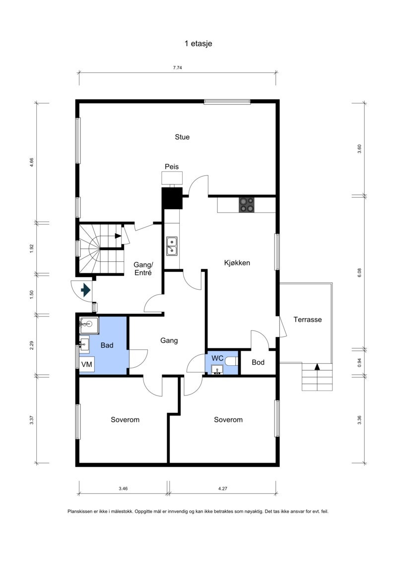 Plantegning 1. etasje Galleribilde