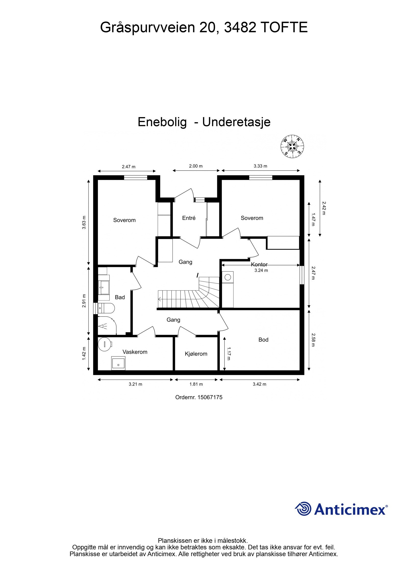 Plantegning underetasje. Galleribilde