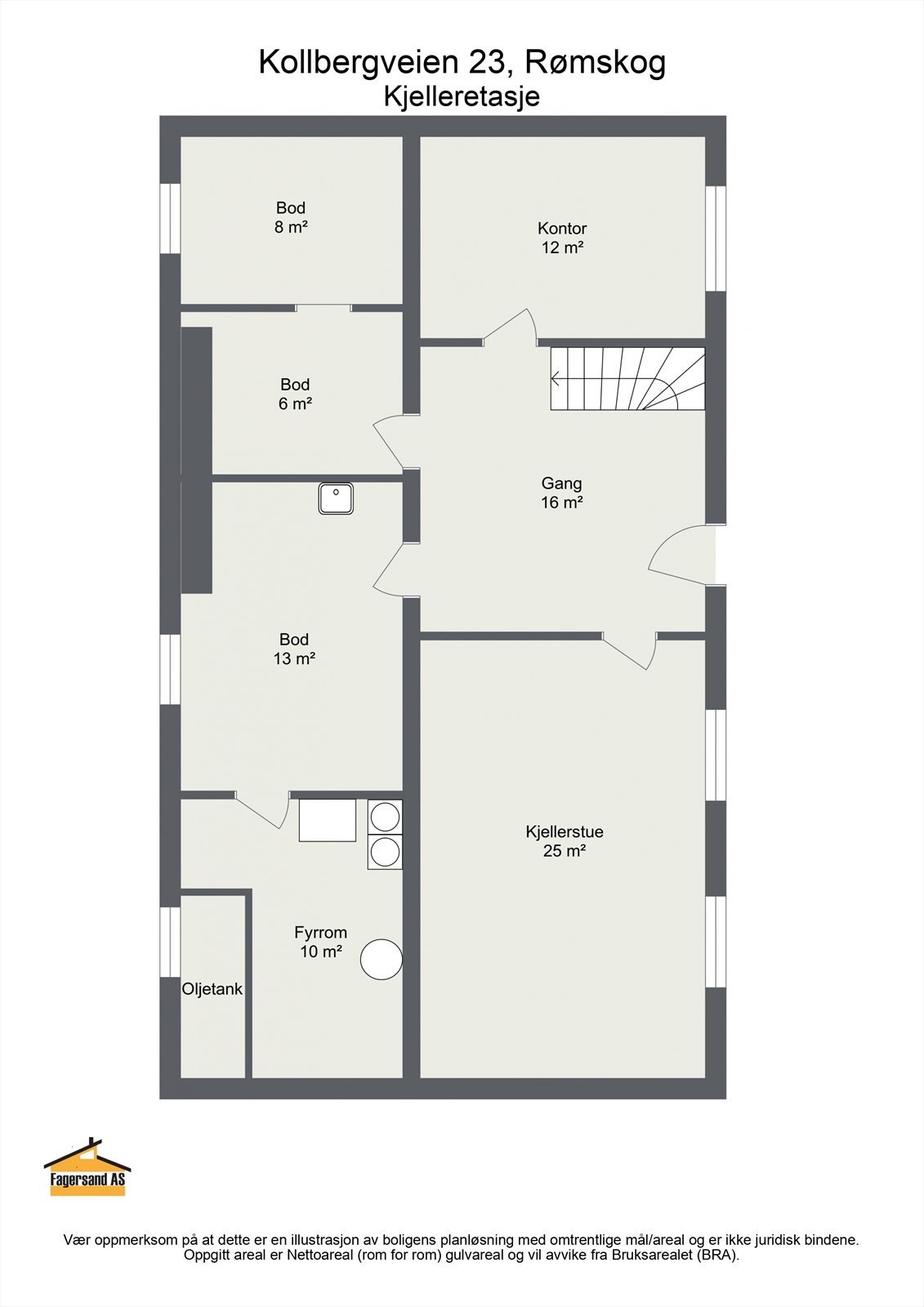 Planskisse kjelleretasje. Galleribilde