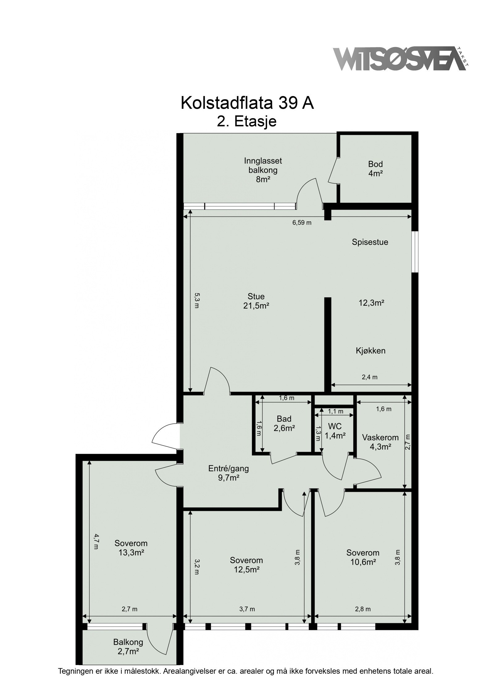 Planskisse målsatt av takstmann Galleribilde