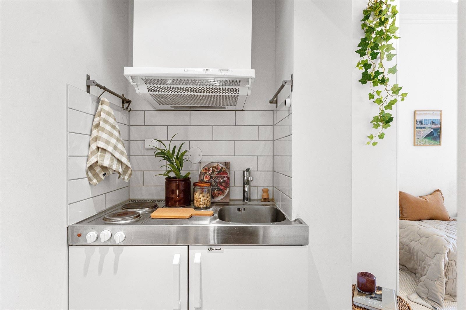 Innredning med mekanisk avtrekksvifte over stekesonen. Galleribilde