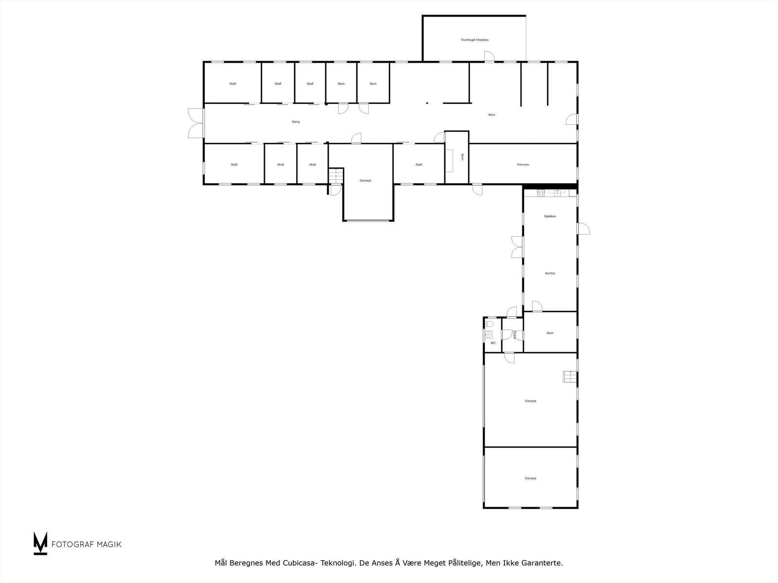 Plantegning 1.etasje låve, kontordel og garasje Galleribilde