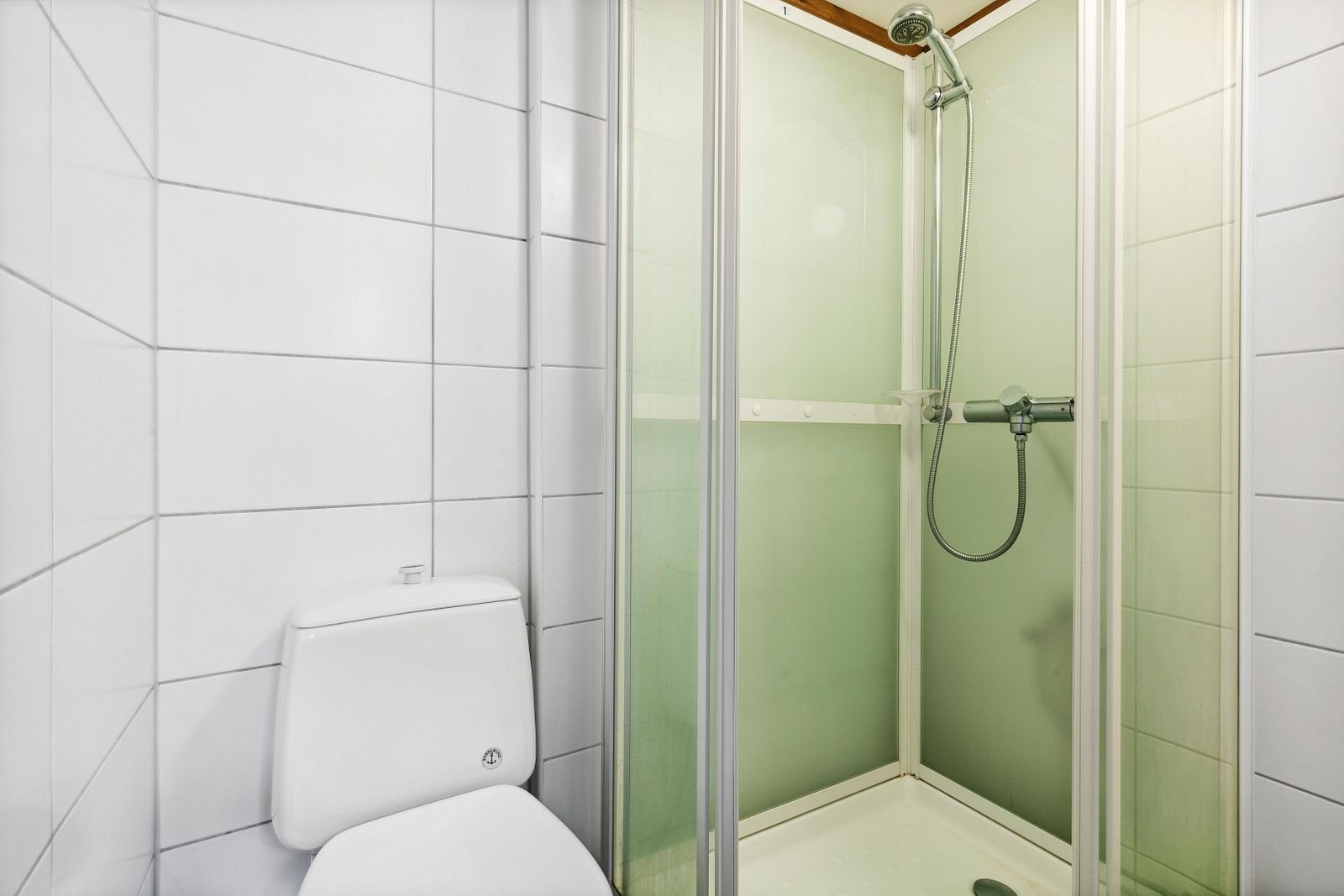 Pent baderom med dusj og toalett. Galleribilde