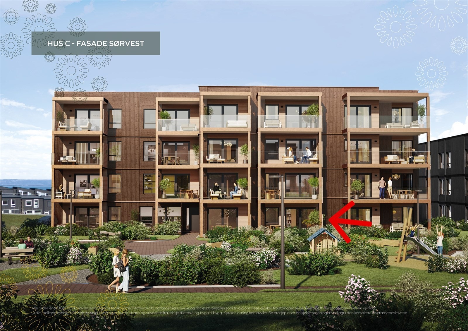 Leiligheten ligger vendt mot sørvest og gir dermed gode solforhold. Galleribilde