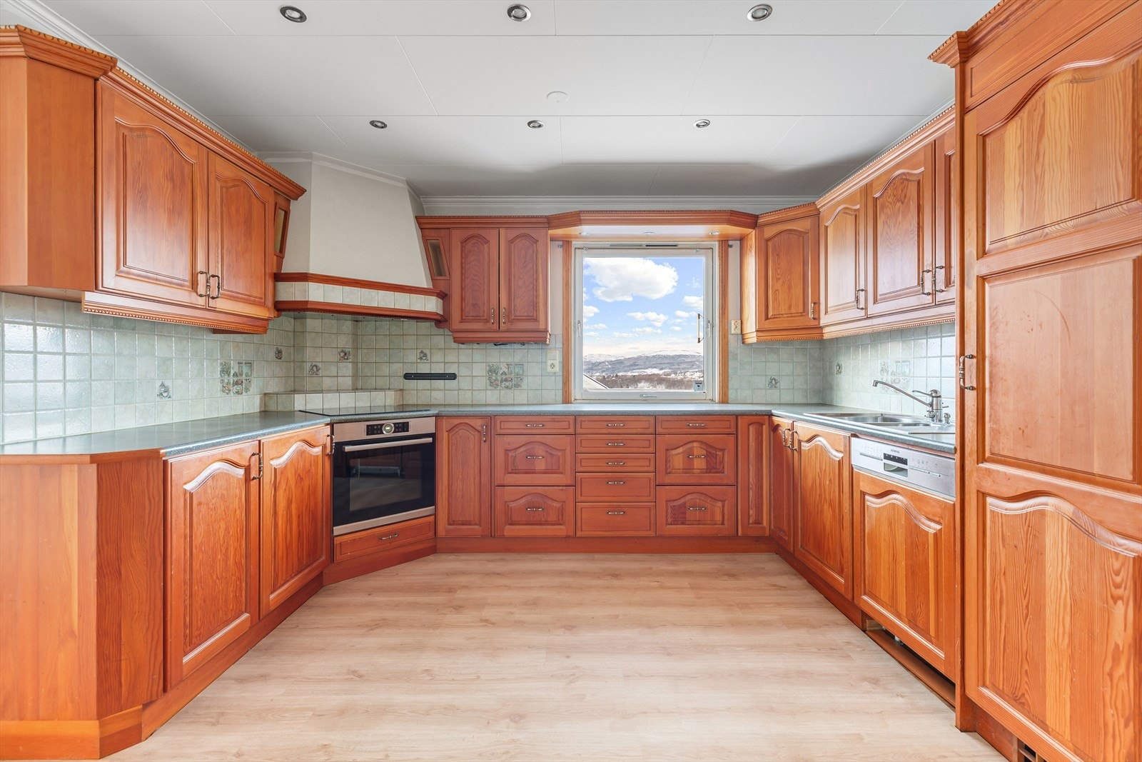 Integrerte hvitevarer med oppvaskmaskin, steikeovn, og induksjonstopp. Galleribilde