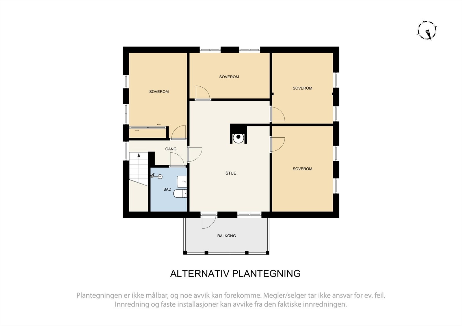 Alt. plantegning med 4 soverom Galleribilde