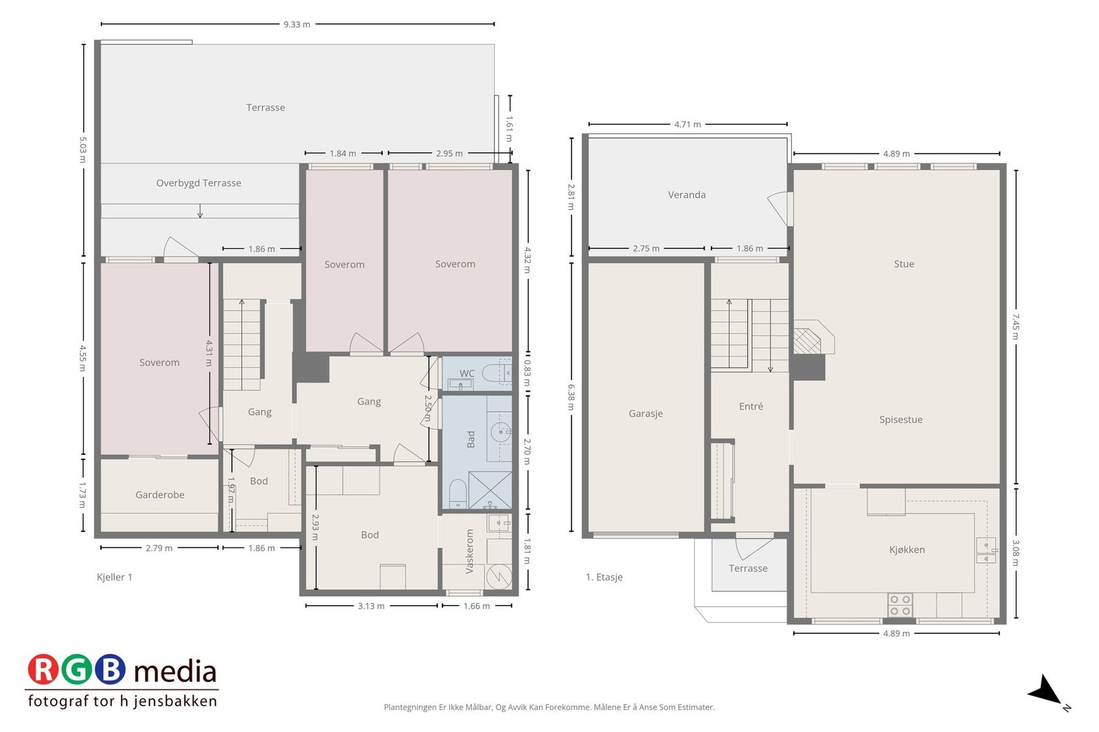 Plantegning begge etasjer. Galleribilde