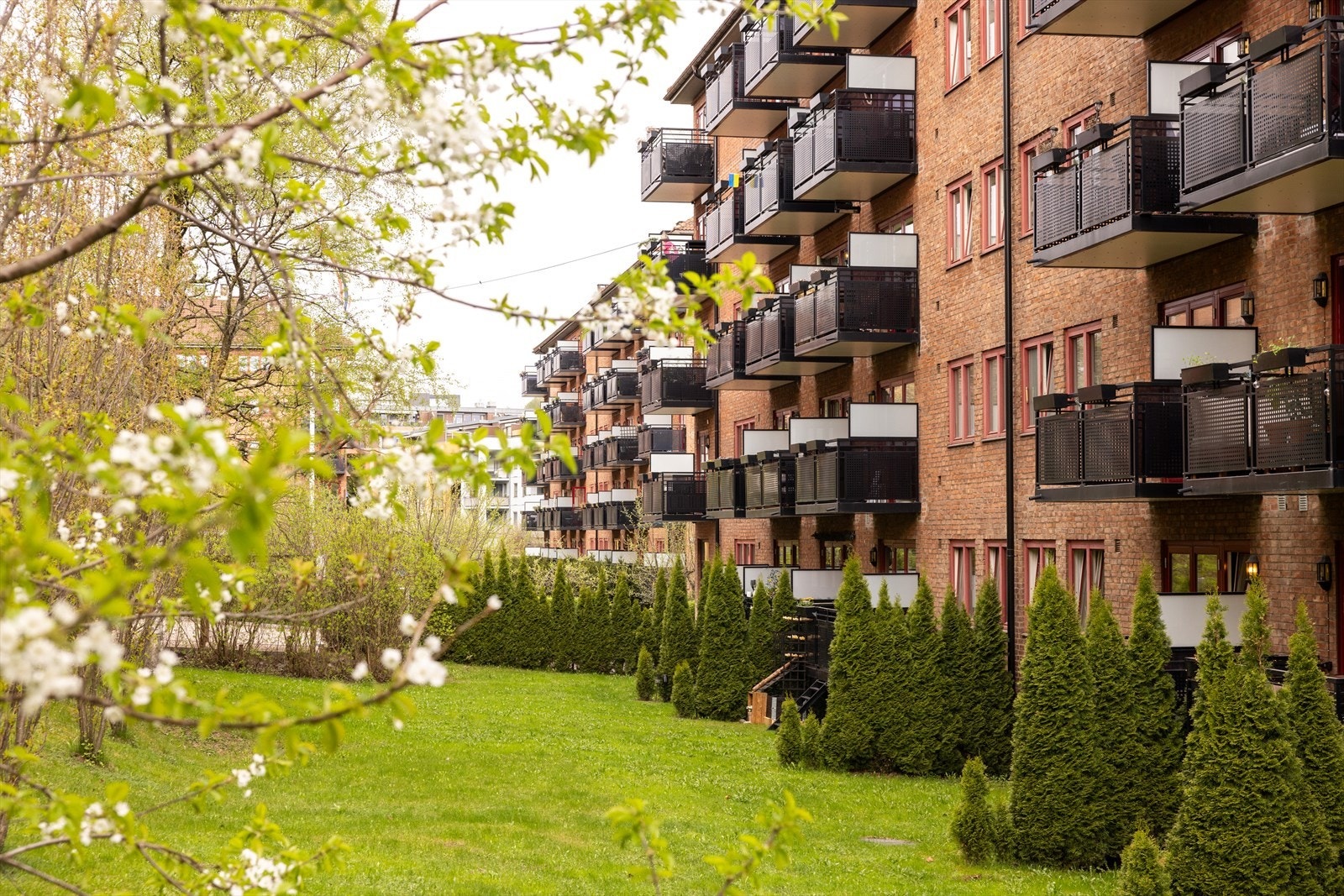 Borettslagets grøntarealer er svært godt opparbeidet med både plommetrær, epletrær, pæretrær.Inne på borettslagets tomt er det svært stille og rolig, samtidig som beliggenheten er svært sentral. Galleribilde