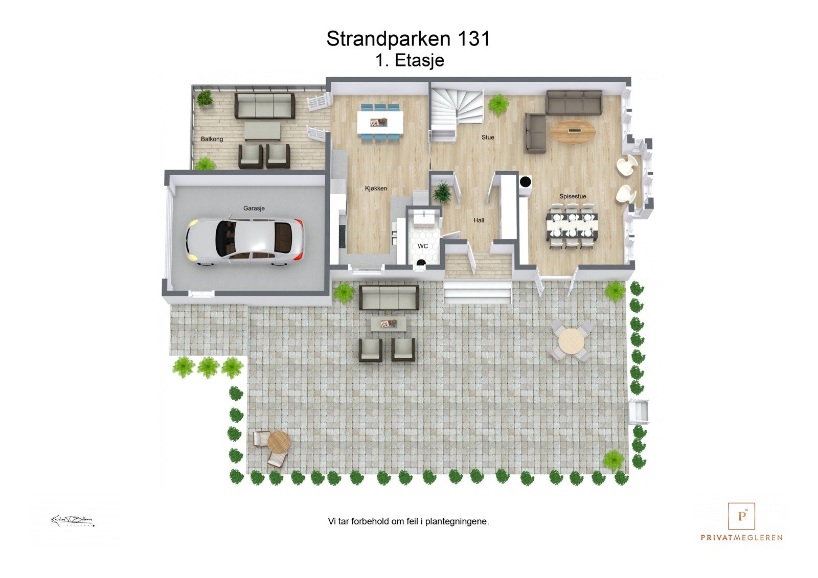 Strandparken 131 - 3D plantegning 1. Etasje Galleribilde