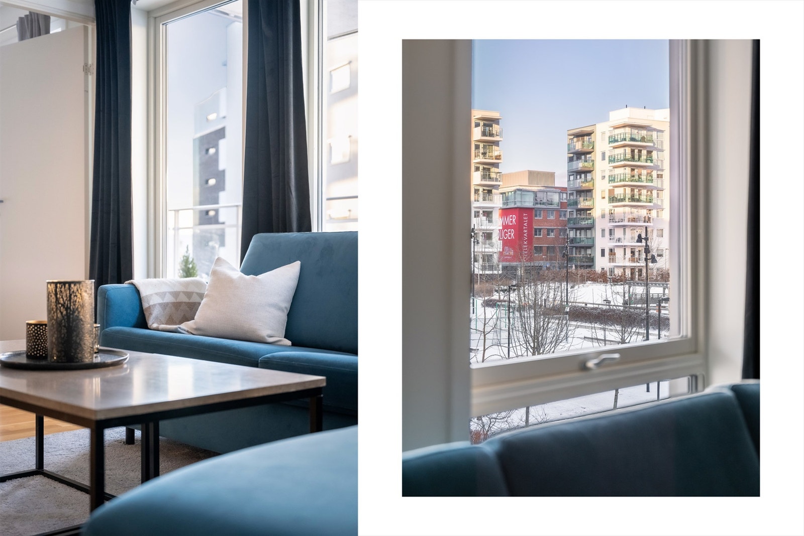 Boligen har en moderne planløsning med åpen stue/kjøkkenløsning, 2 soverom, bad, omkledningsrom og romslig entré. Galleribilde