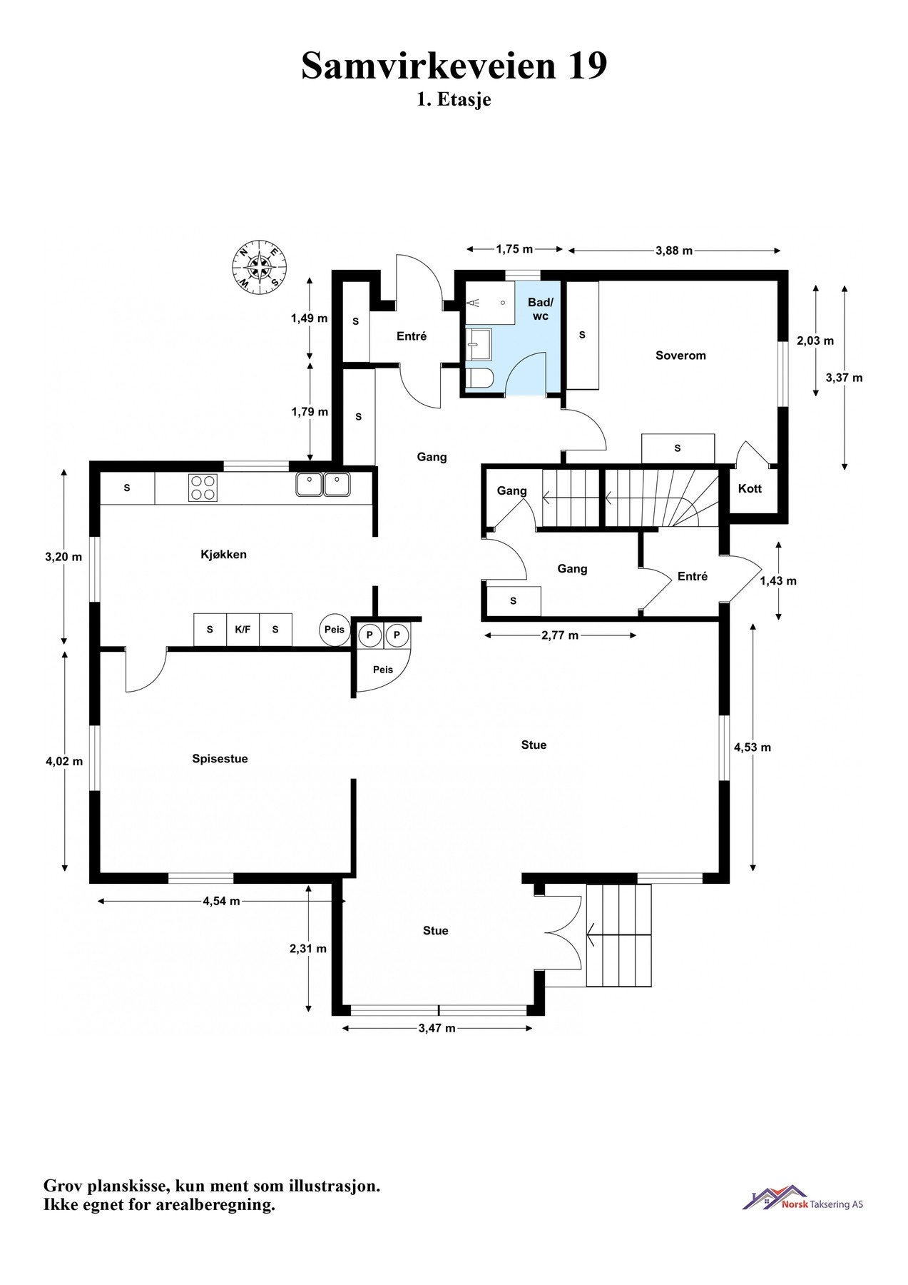 Planskisse 1. etg Galleribilde