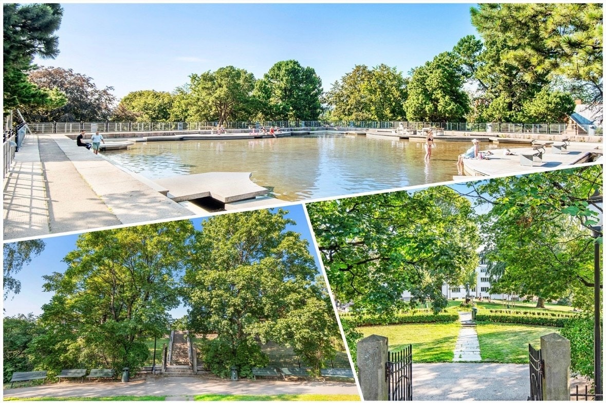 Parken ligger på en høyde og er et perfekt sted for deg som ønsker å slappe av i sola, kose deg med piknik med venner, nyte utsikten eller ta deg en skikkelig treningsøkt. Galleribilde