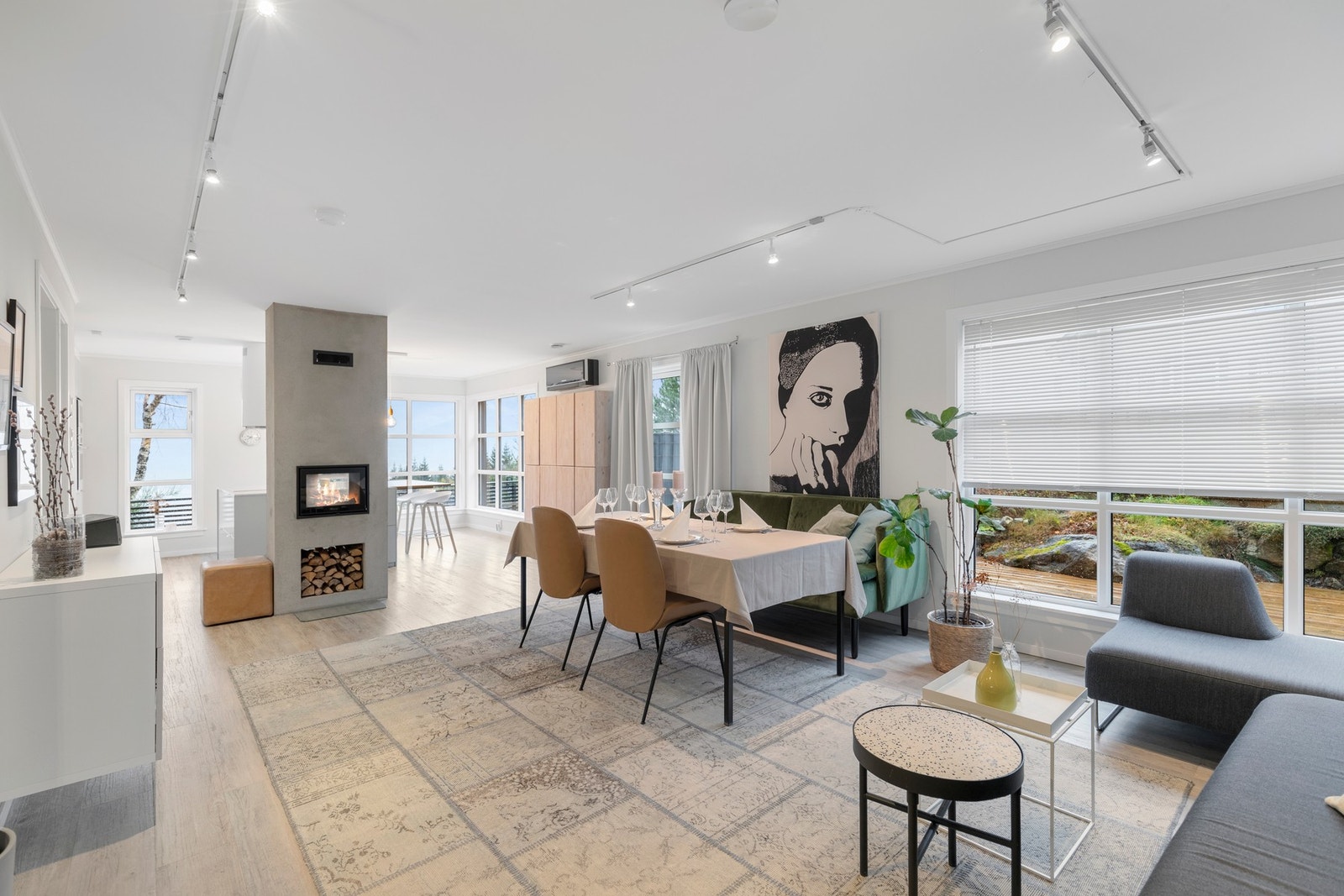 Stue har utgang til stor terrasse. Galleribilde