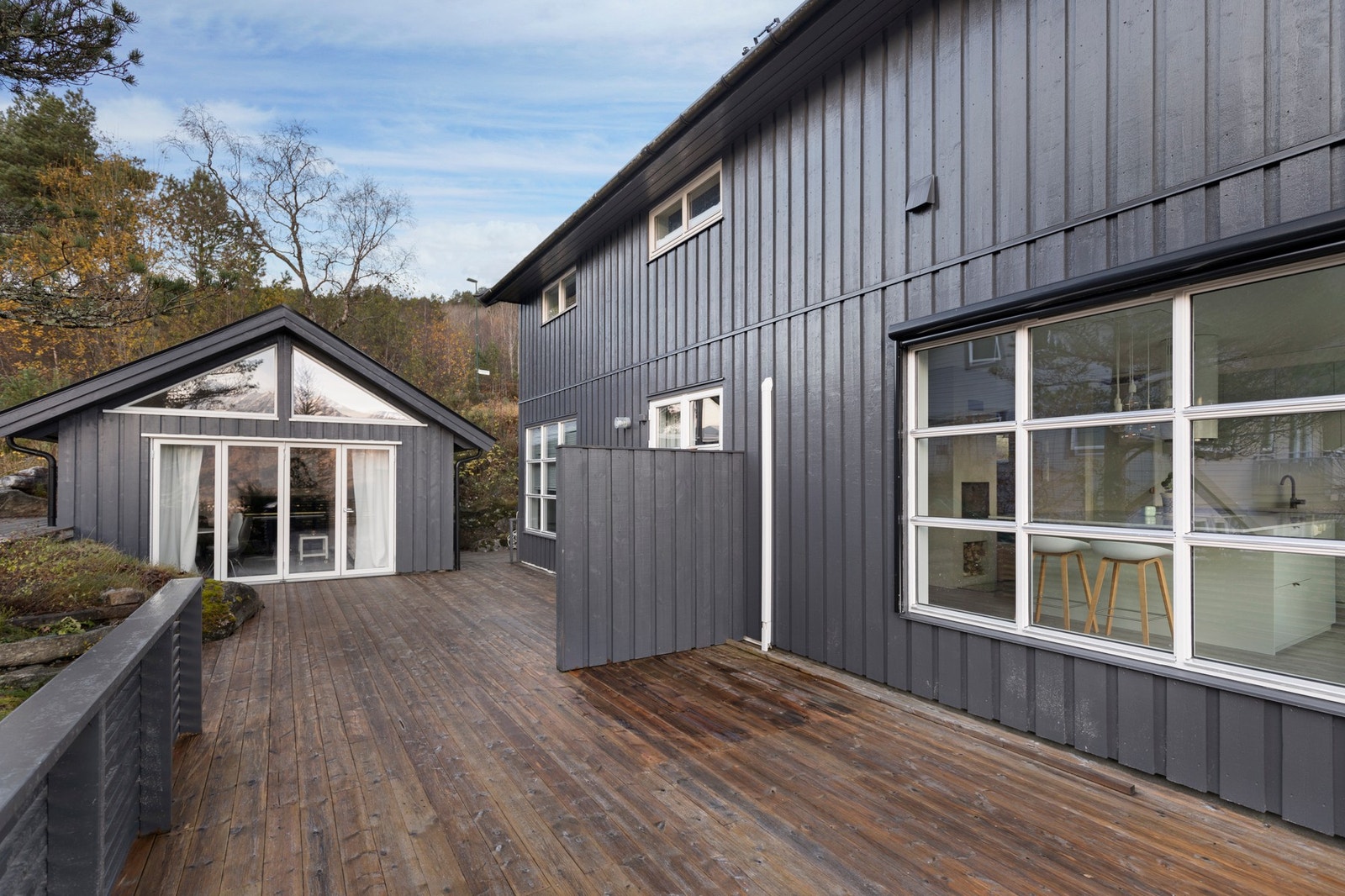 Hagestue fra 2017 med foldedører som kan åpnes helt opp. Galleribilde