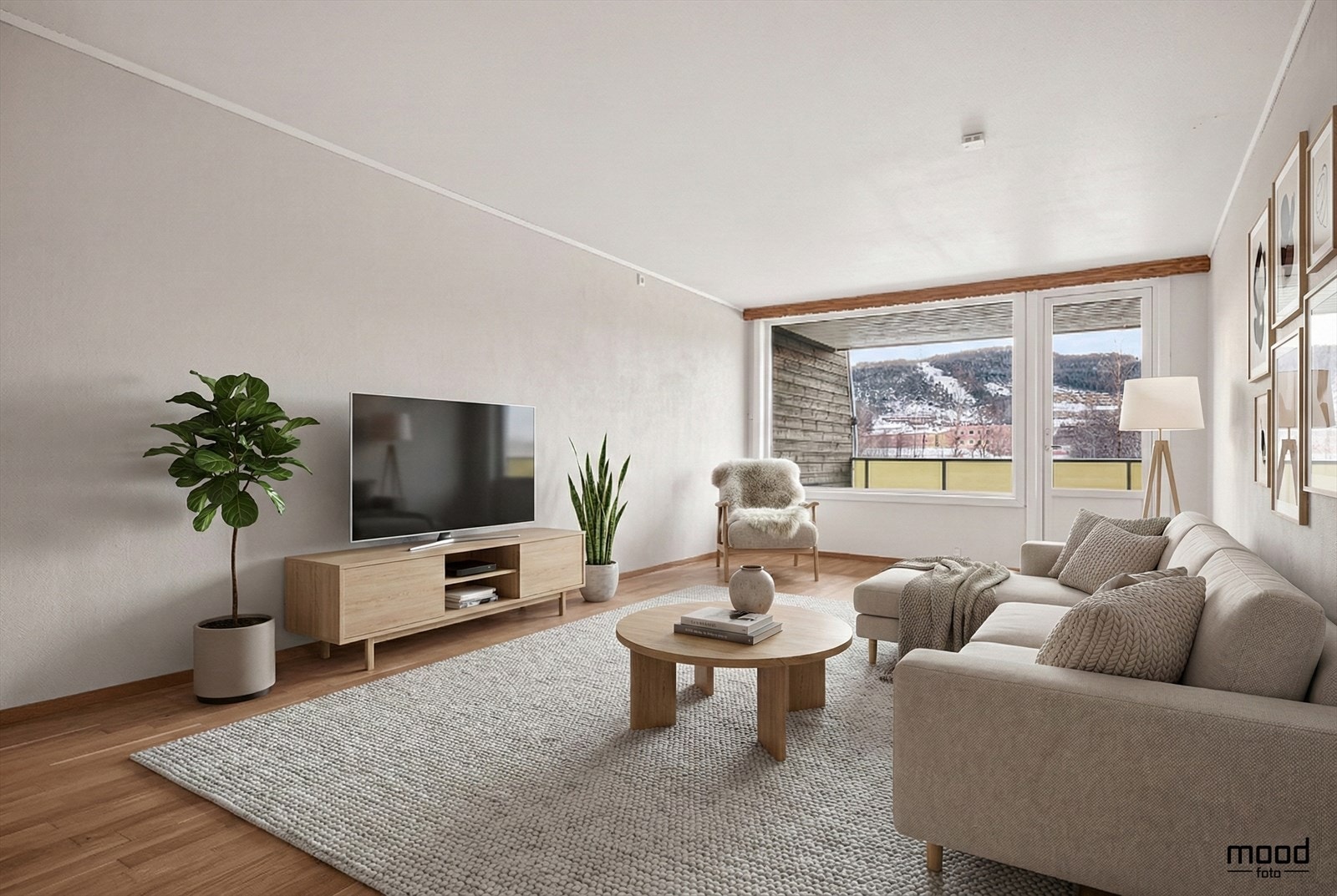 Digitalt bilde av stue. Galleribilde