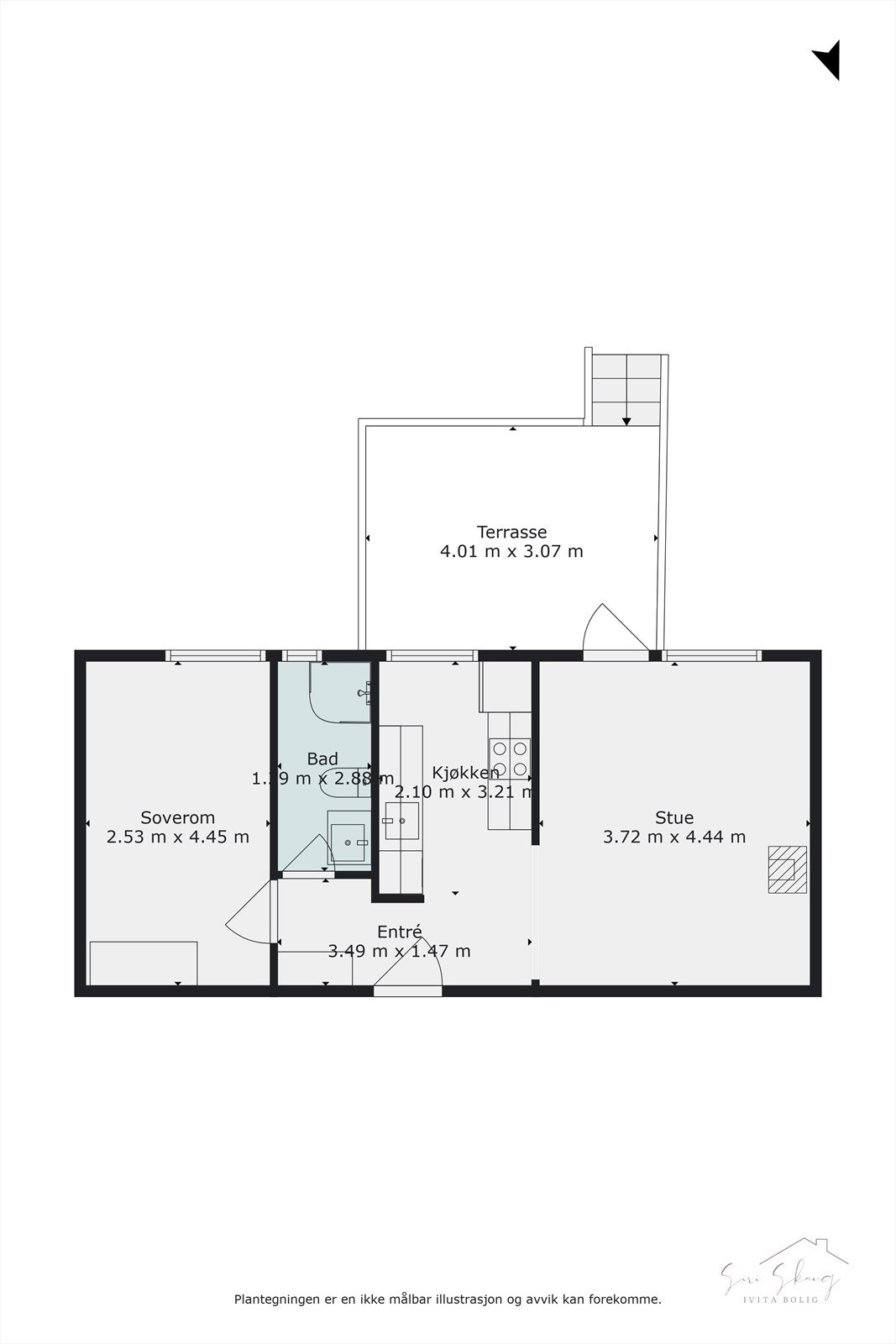 Plantegning i 2D av leiligheten. Galleribilde