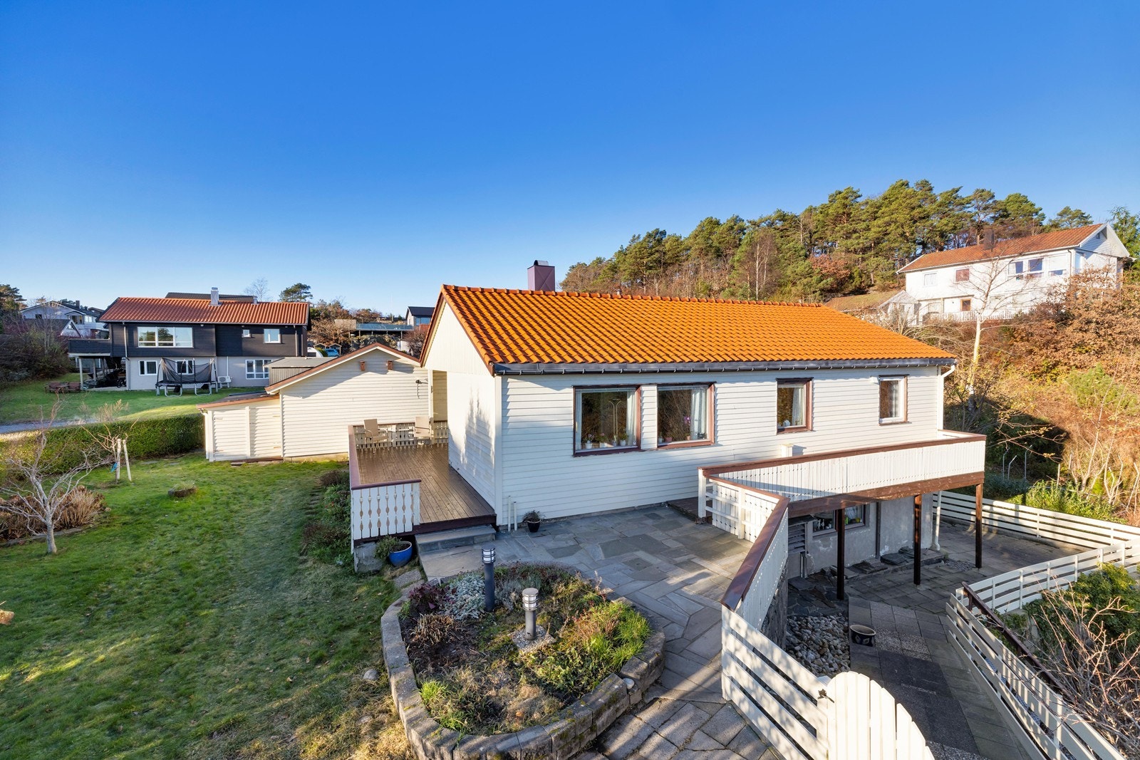 Videre følger en rekke bilder av uteplass og utsikt. Galleribilde