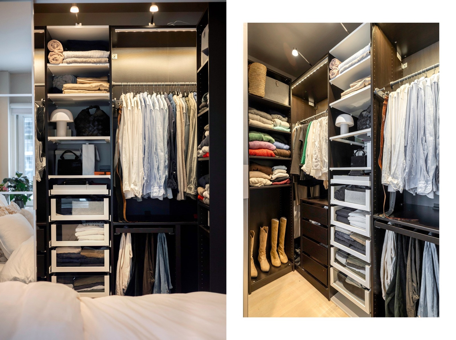 Walk-in-garderoben er utstyrt med belysning. Galleribilde