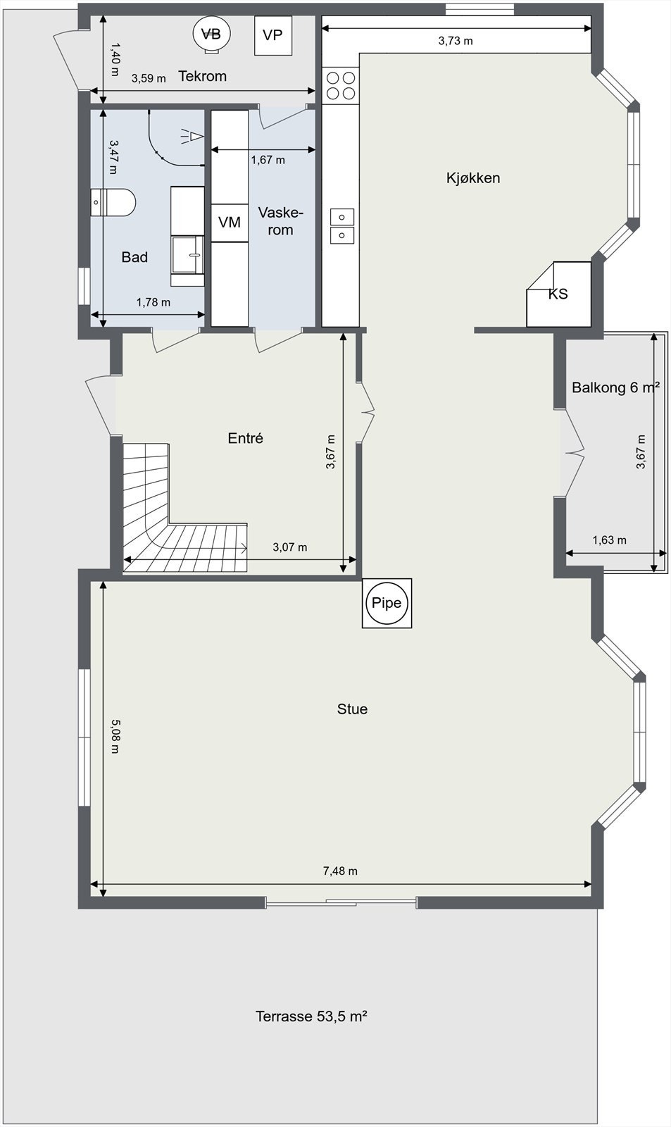 Plantegning 1. etasje. Galleribilde