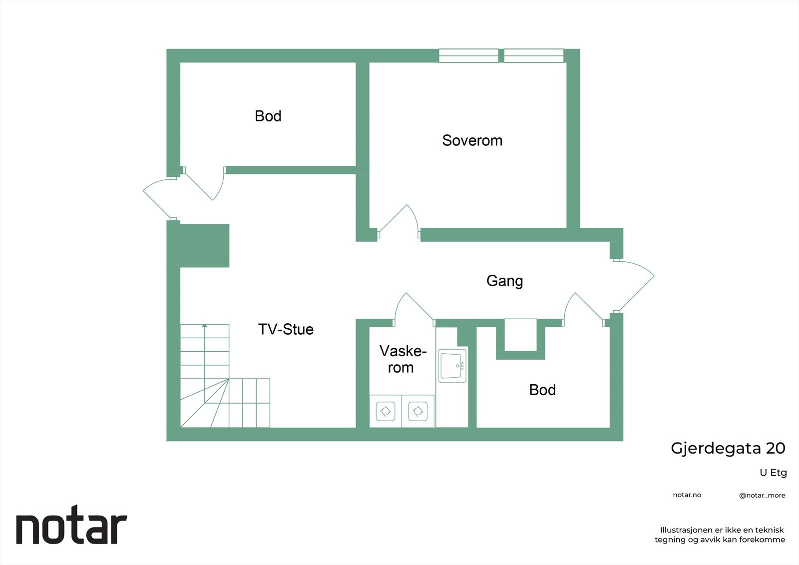Planskisse underetasje-hoveddel (uten hybler) Galleribilde