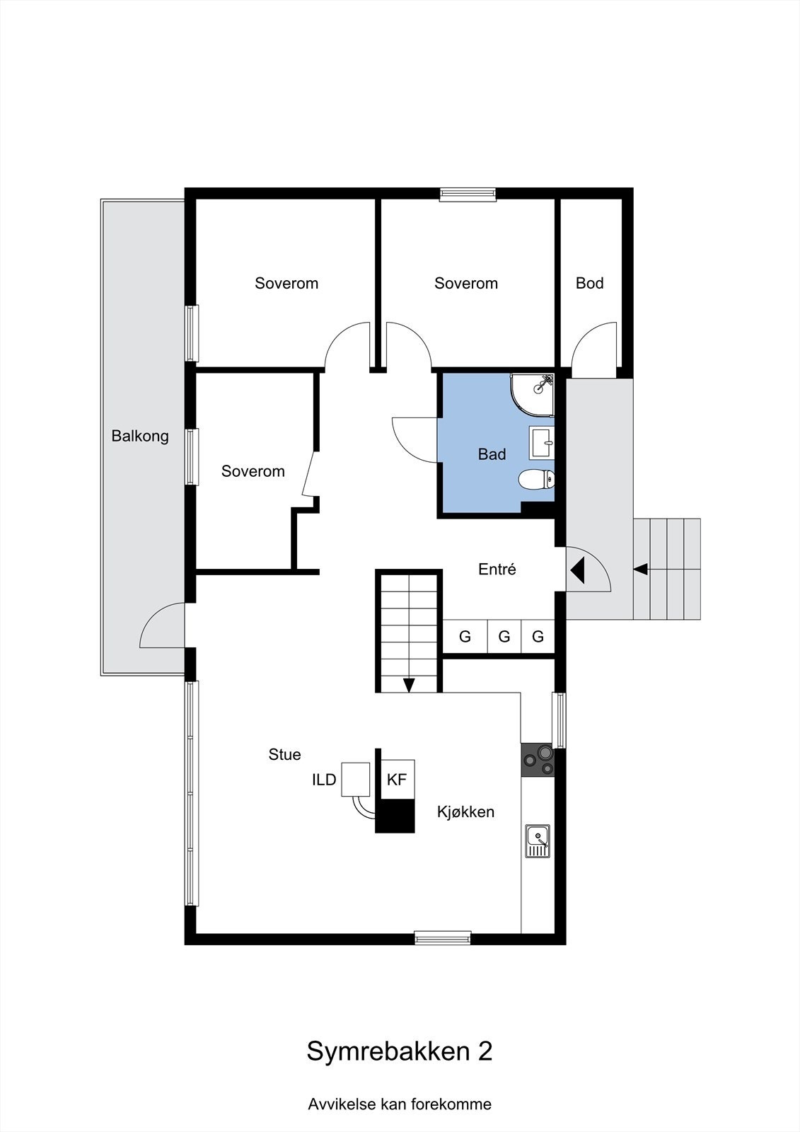 Planskisse av 1.etasje. Planskisser viser dagens bruk, og ikke hva som er byggegodkjent/søkt kommunen. Leses i sammenheng med punktet "ferdigattest" i salgsoppgave. Galleribilde