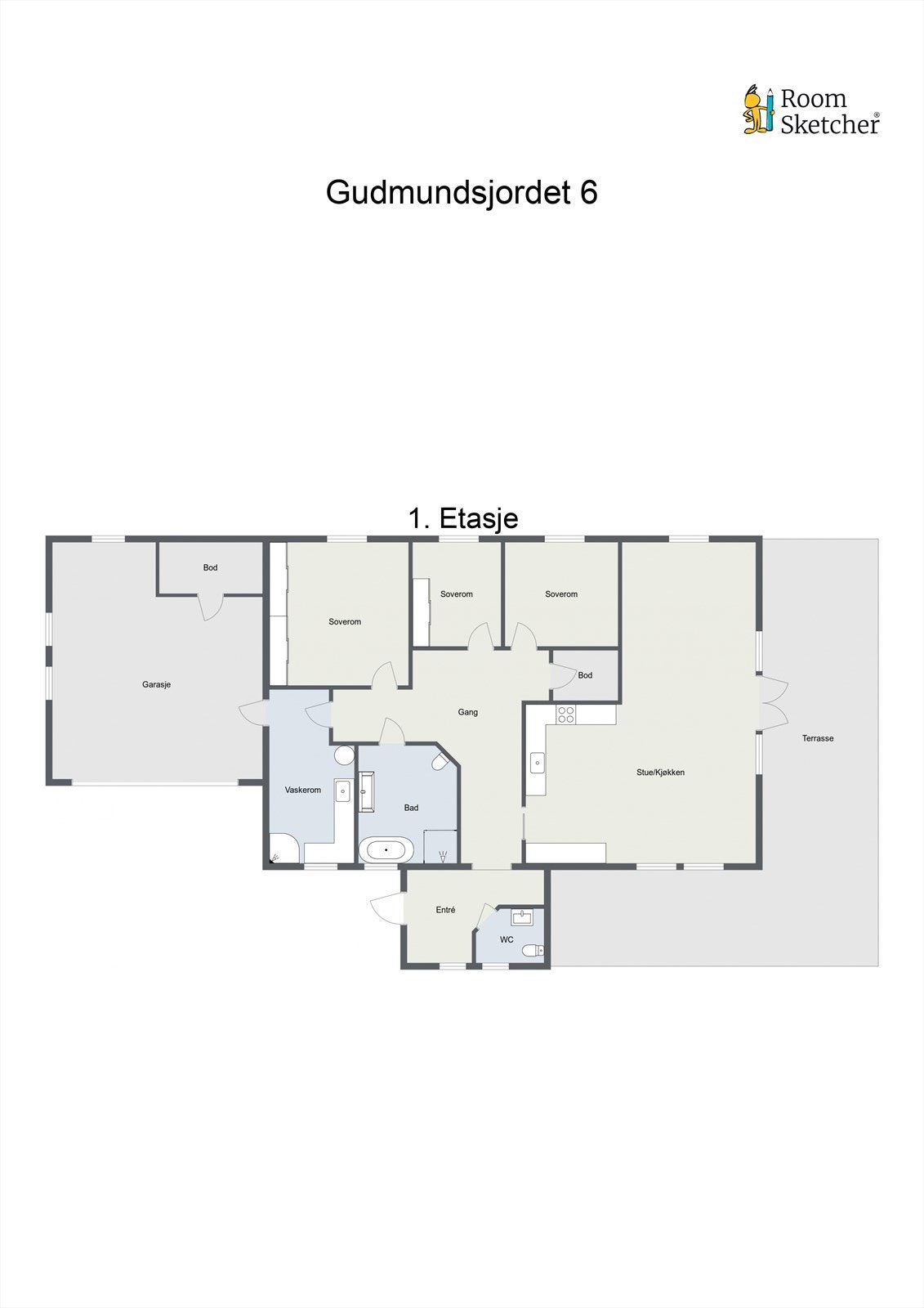Boligen har en god og familievennlig planløsning over ett plan. Galleribilde