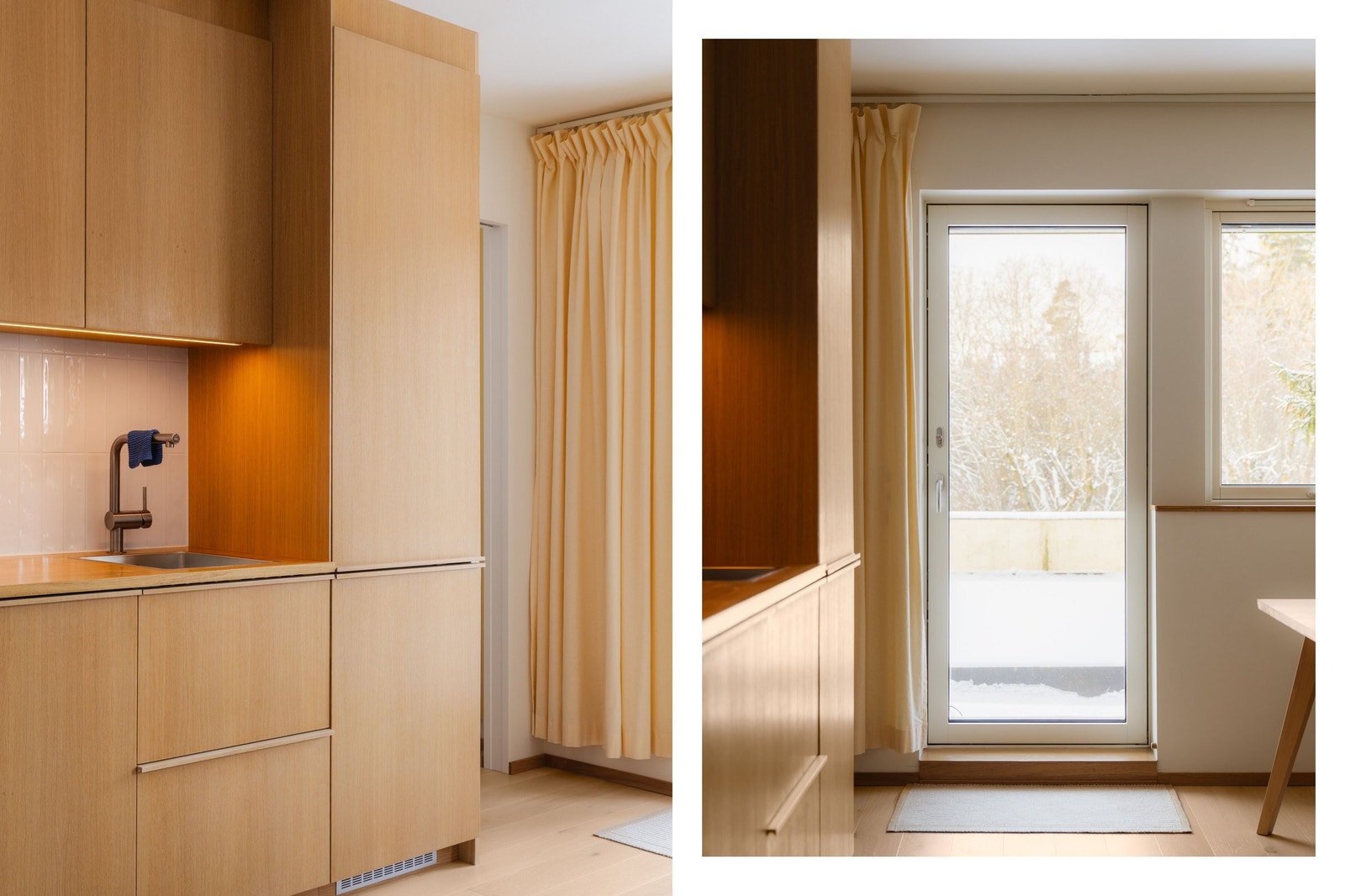 Vask og blandebatteri i stål. Terrassedøren kan låses med nøkkel fra utsiden. Galleribilde