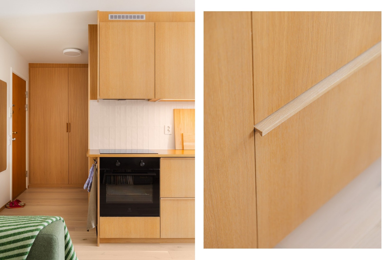 Håndtak i heltre eik, i tillegg til push-open i alle skuffer. Galleribilde