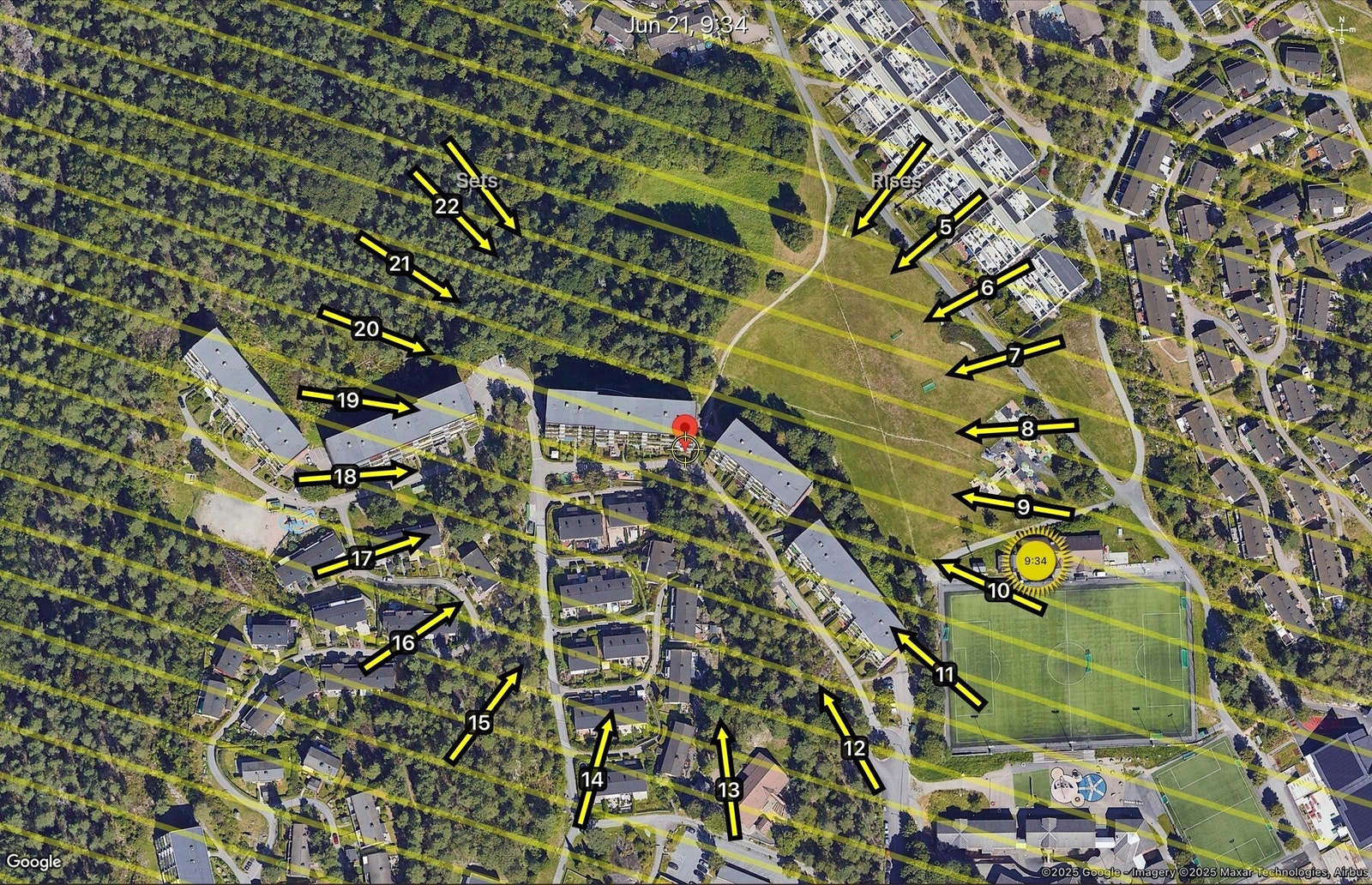 Soldiagram for eiendommen pr. 21. juni gir en god indikasjon på eiendommens flotte solforhold. Galleribilde