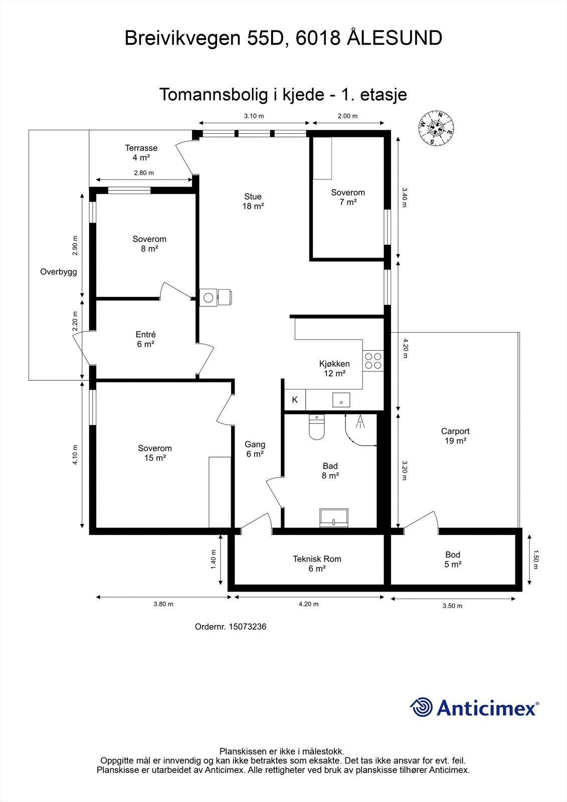 Målsatt plantegning Galleribilde