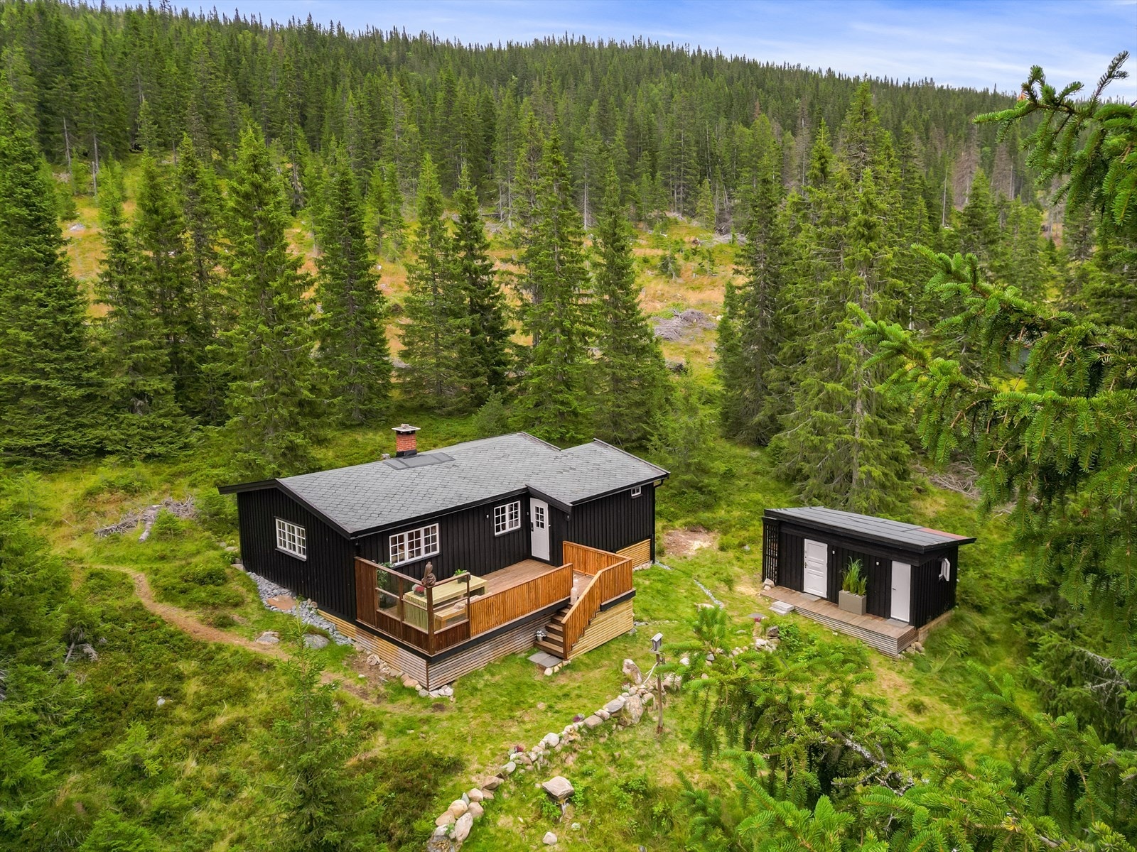 Hytta har festetomt. Galleribilde