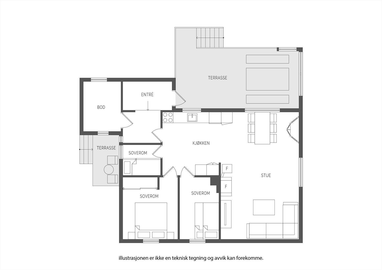 Plantegning hytte. Galleribilde
