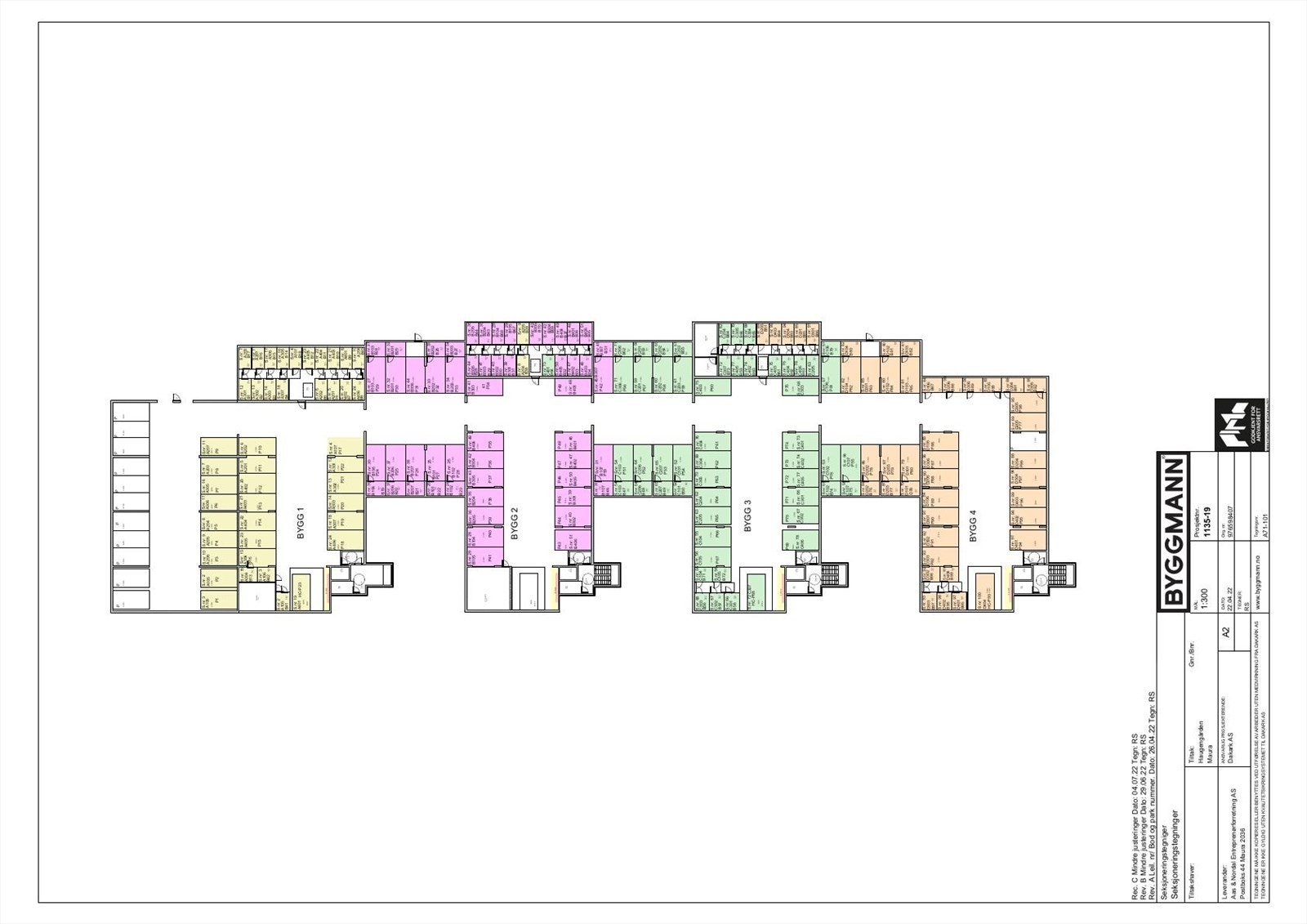 Felles parkering i kjeller med mulighet for påkobling til elbillader. Galleribilde