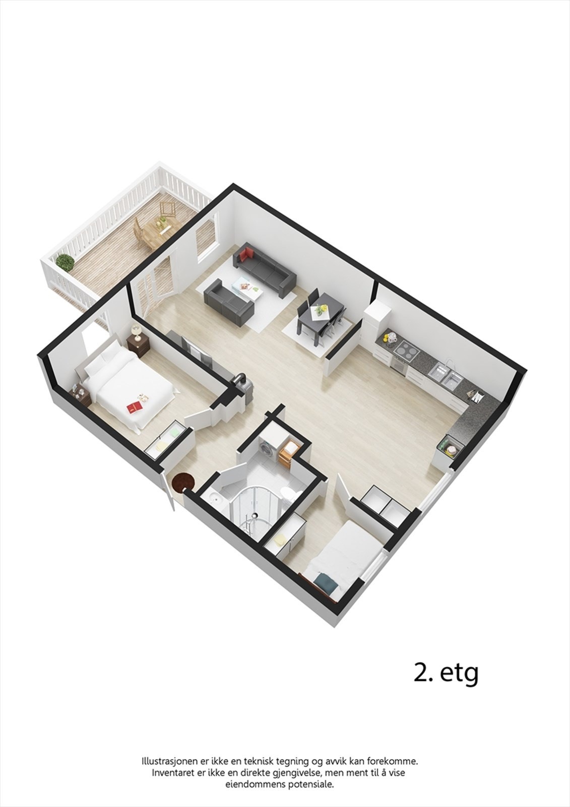Plantegning 3D - 2. etasje Galleribilde