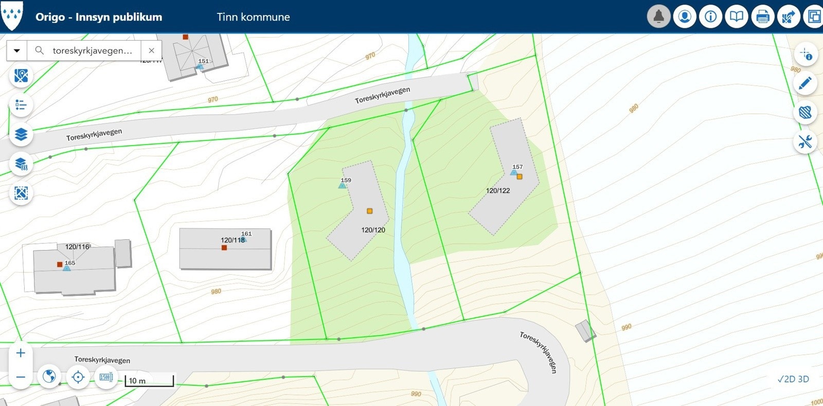 Toreskyrkjavegen 159 på Origo Kart Tinn kommune Galleribilde