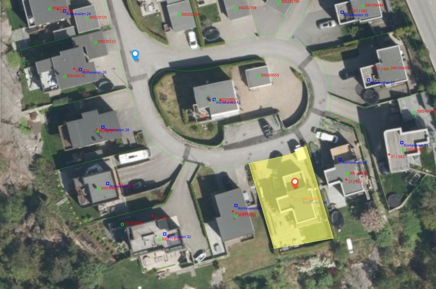 Kart tomtegrense Galleribilde