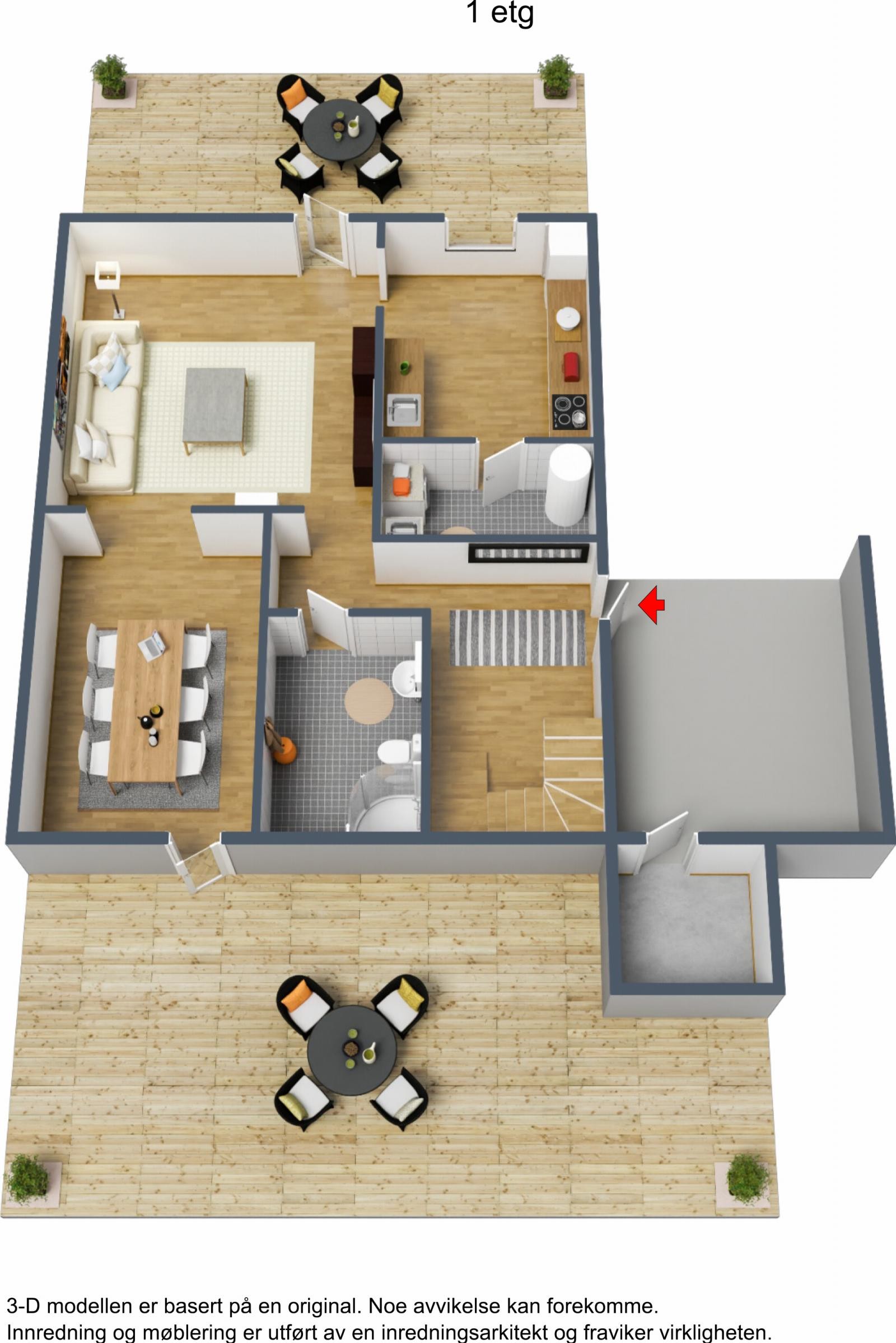 3D-plan 1 etasje Galleribilde