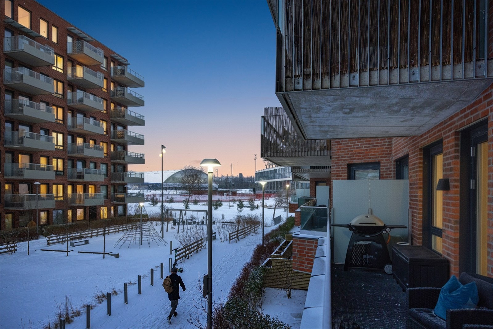 Fint utsyn fra balkongen mot Vallhall Arena. Galleribilde