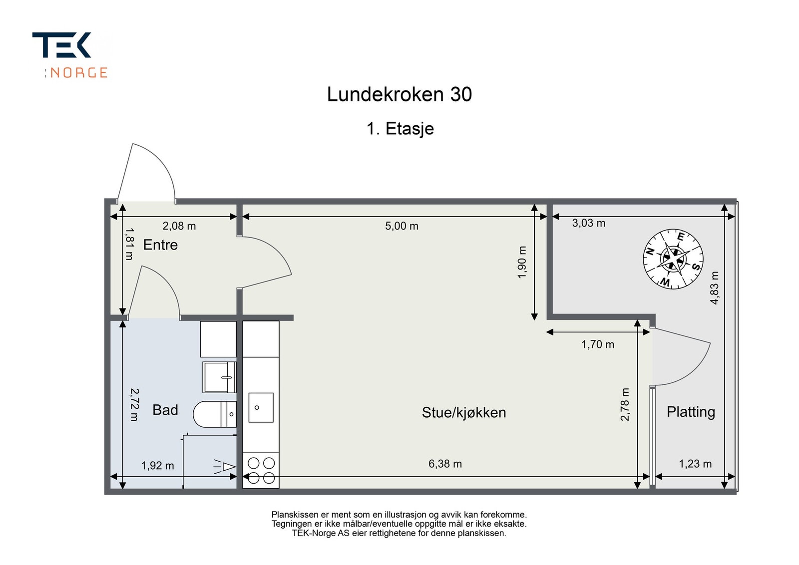 Plantegning Lundekroken 30, 1. etasje Galleribilde