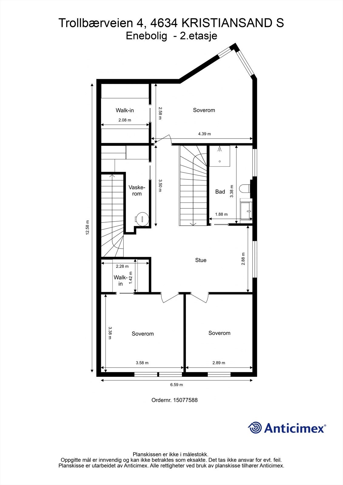 Videre går vi ned til boligens 2. etasje som også er hovedetasjen til soverommene. Galleribilde