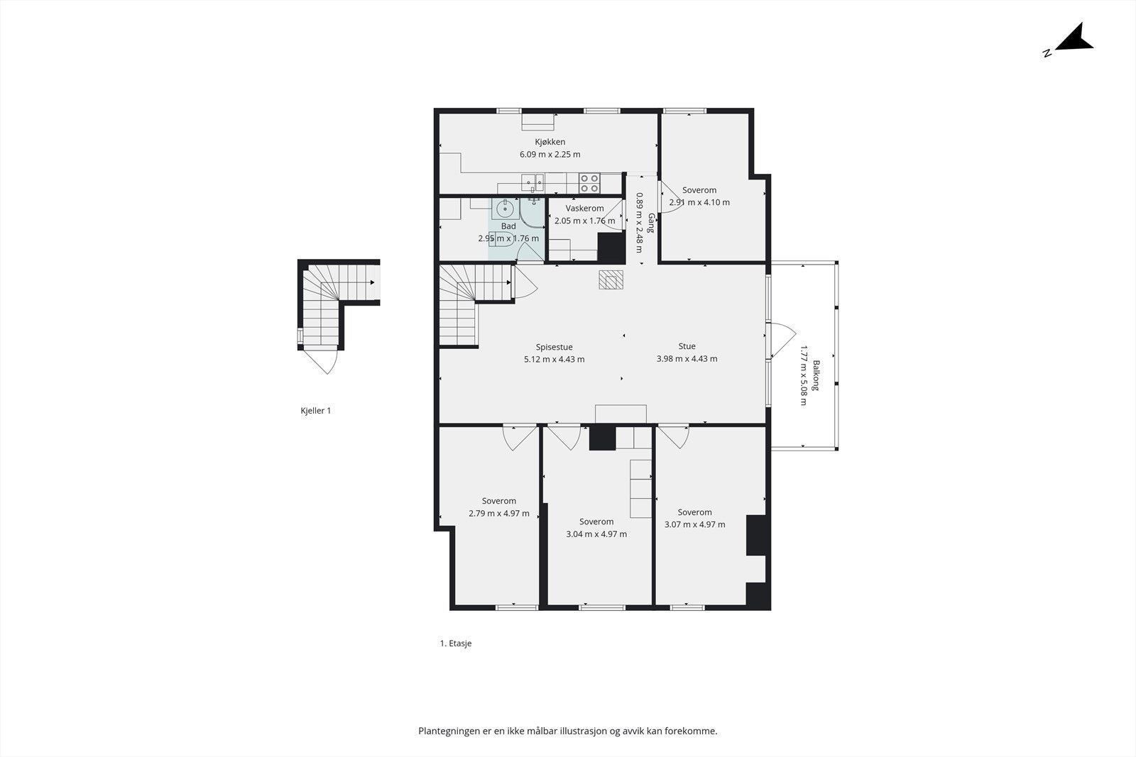 Plantegning. Tegningen er ikke målbar. Avvik kan forekomme. Galleribilde