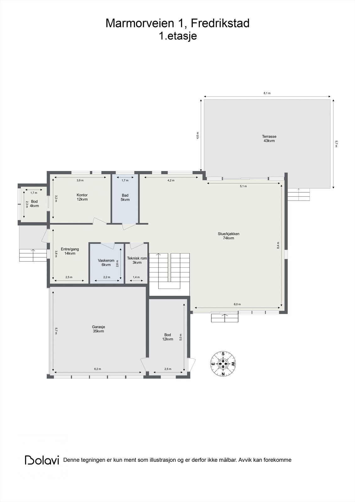 Plantegning, 1. etasje. Galleribilde