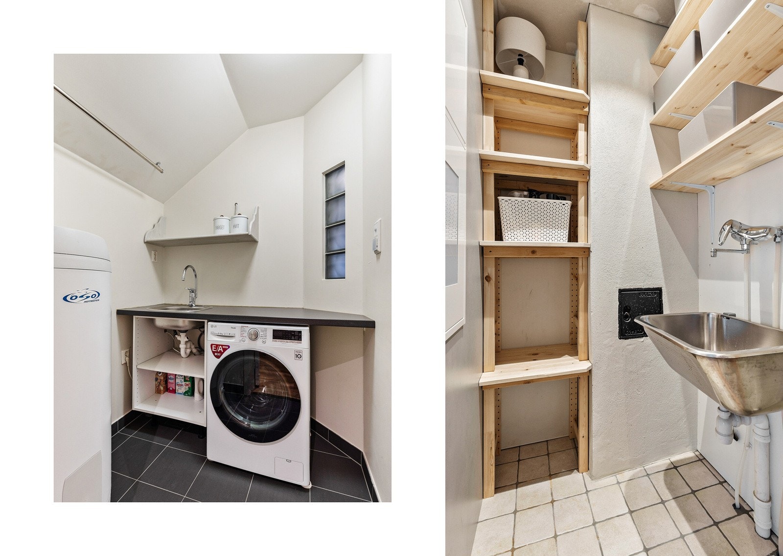 Vaskerom vegg i vegg med badet. Galleribilde