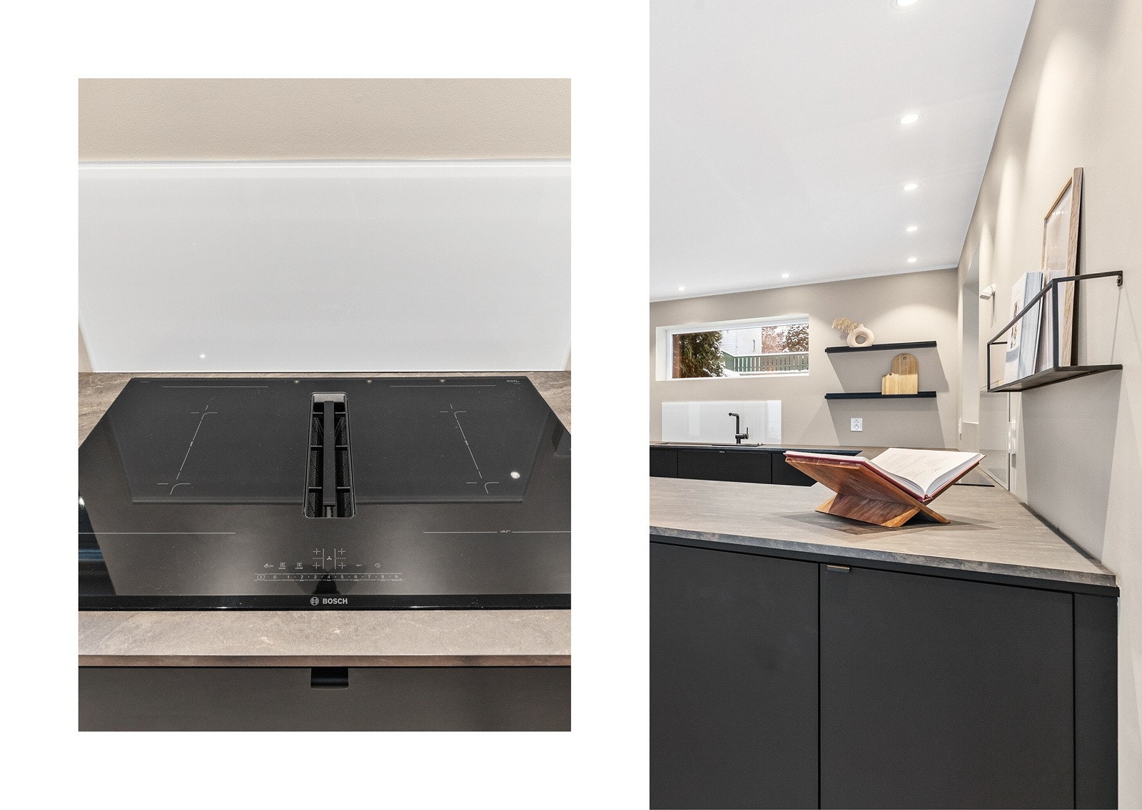 Kjøkkenet byr på bla. platetopp med benkeventilator, stekeovn, kombiovn og vinskap. Galleribilde