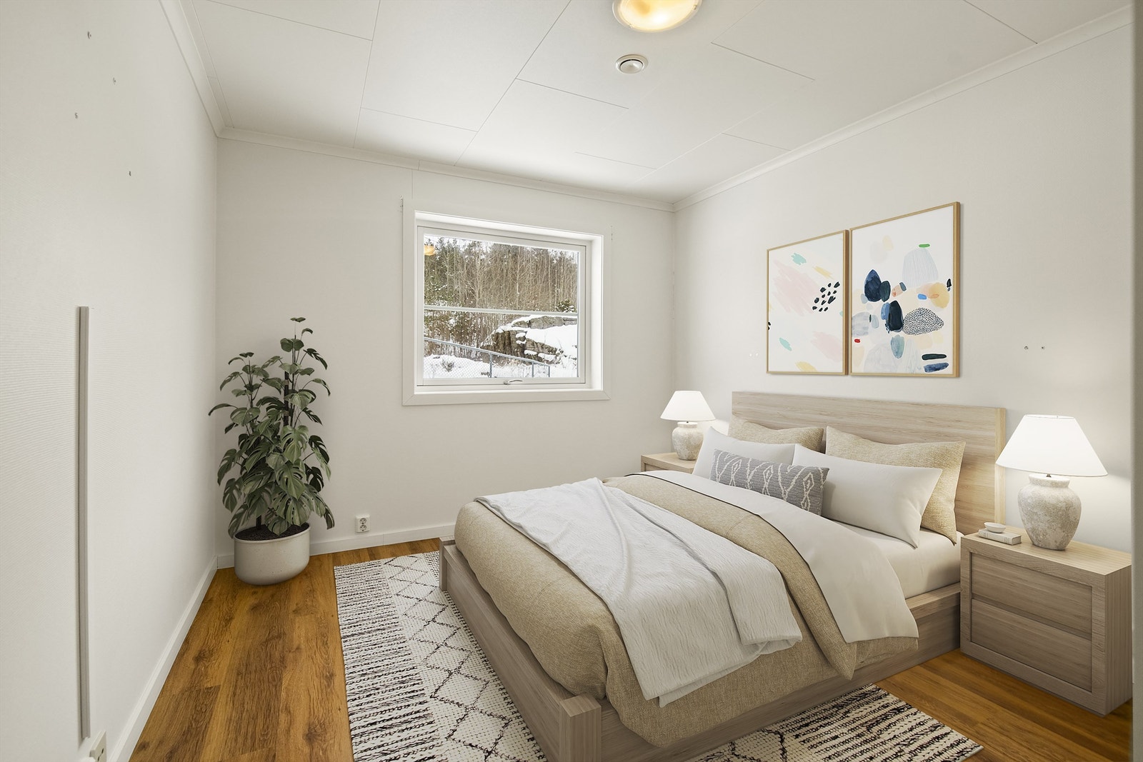 Hovedsoverom med fin utsikt ut over skog og natur Galleribilde